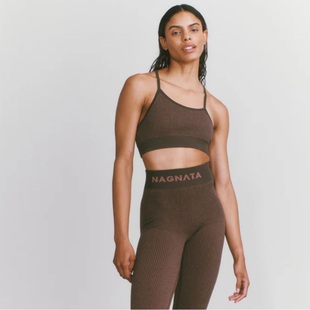 Nagnata Elliptic Crop Sports Bra Top in Chocolate Clove Small $170 - price firm